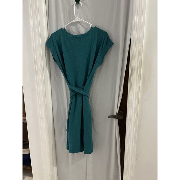 J Crew Factory Green Wrap Around Belted Shift Dress Sz M Beach Travel Resort - Picture 6 of 6